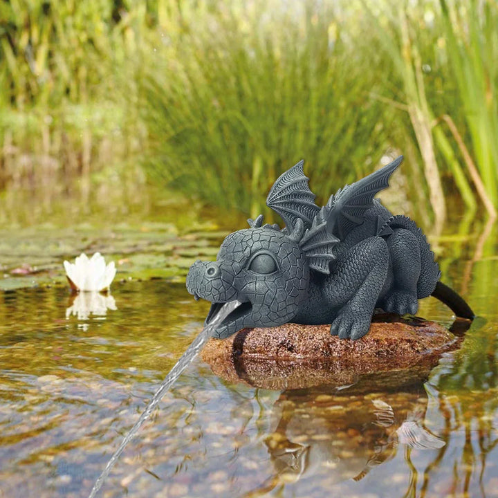 Water Spraying Dragon Statue - Weatherproof Resin Garden Decor-Orizon Depot