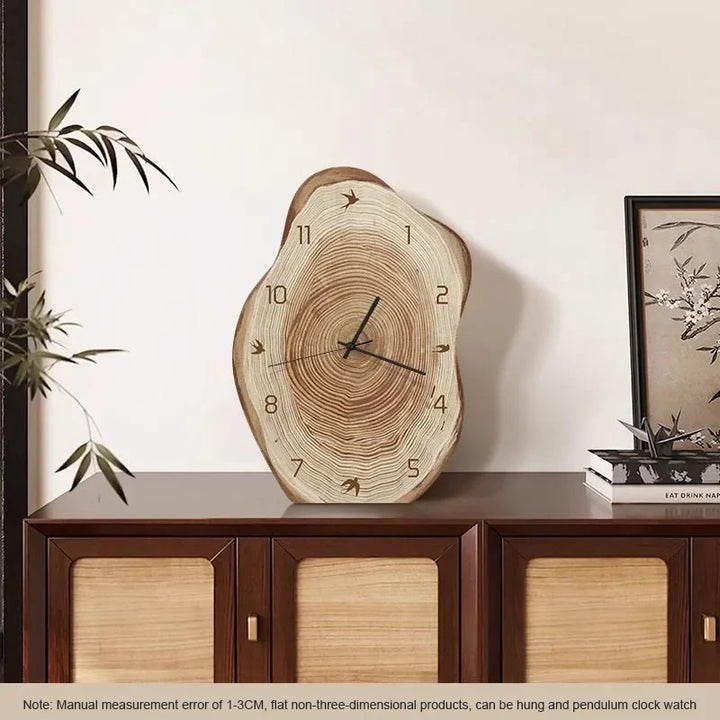 Rustic Annual Ring Clock | Natural Wood Design for Home Decor
