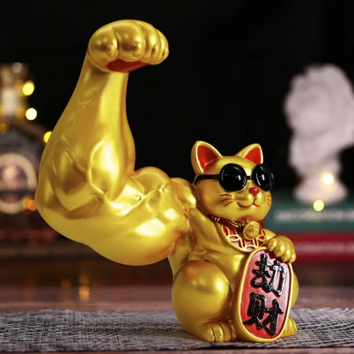 Large Gold Waving Cat Sculpture - Home Decor & Gift Idea-Orizon Depot