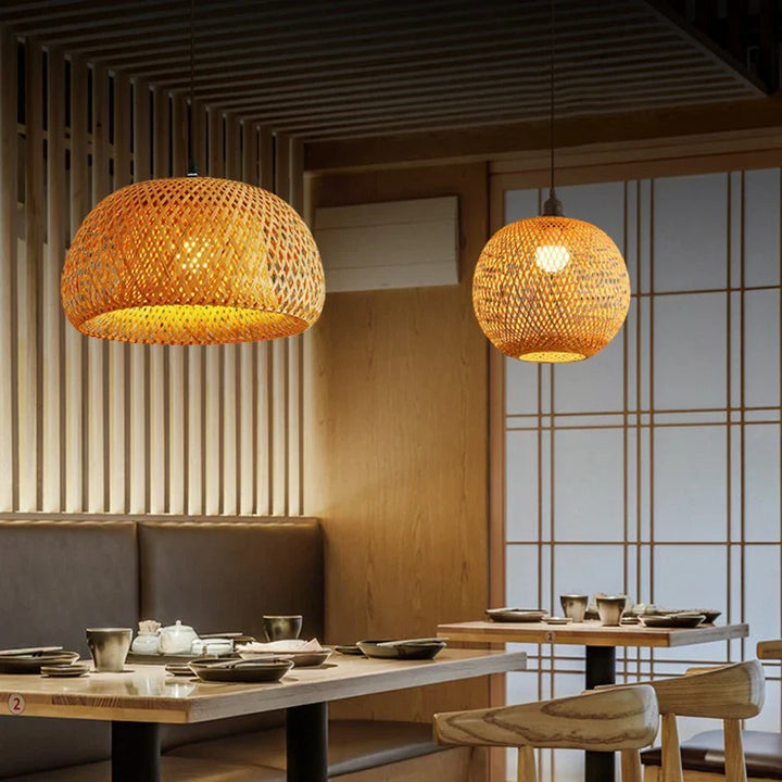 Handwoven Bamboo Pendant Lamp | Natural Rattan Light Fixture