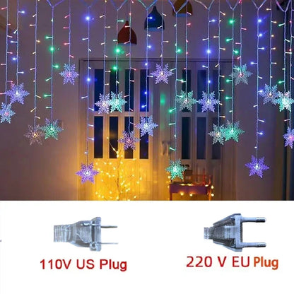 Christmas's + 3.2M Waterproof LED Snowflake String Lights for Holiday