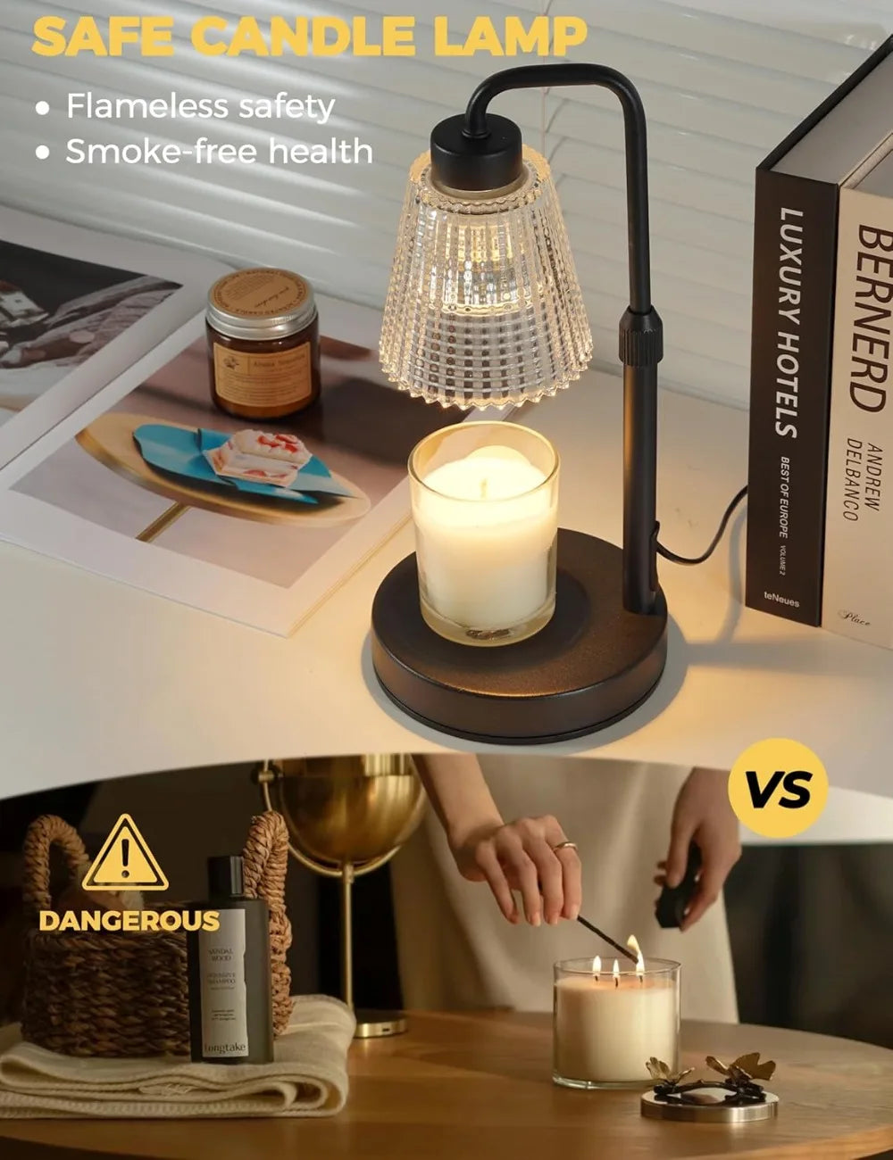 Candle Warmer Lamp with Timer, Dimmable, Adjustable Height