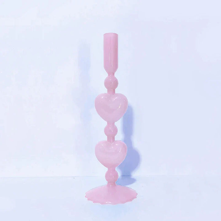 Retro Heart-Shaped Glass Candle Holder for Weddings & Home Decor-Orizon Depot