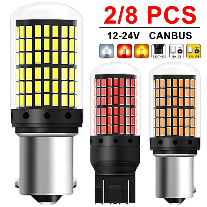 LED Signal Light Bulb Set for Car Turn Signal Tail Reverse Lights 6500K White