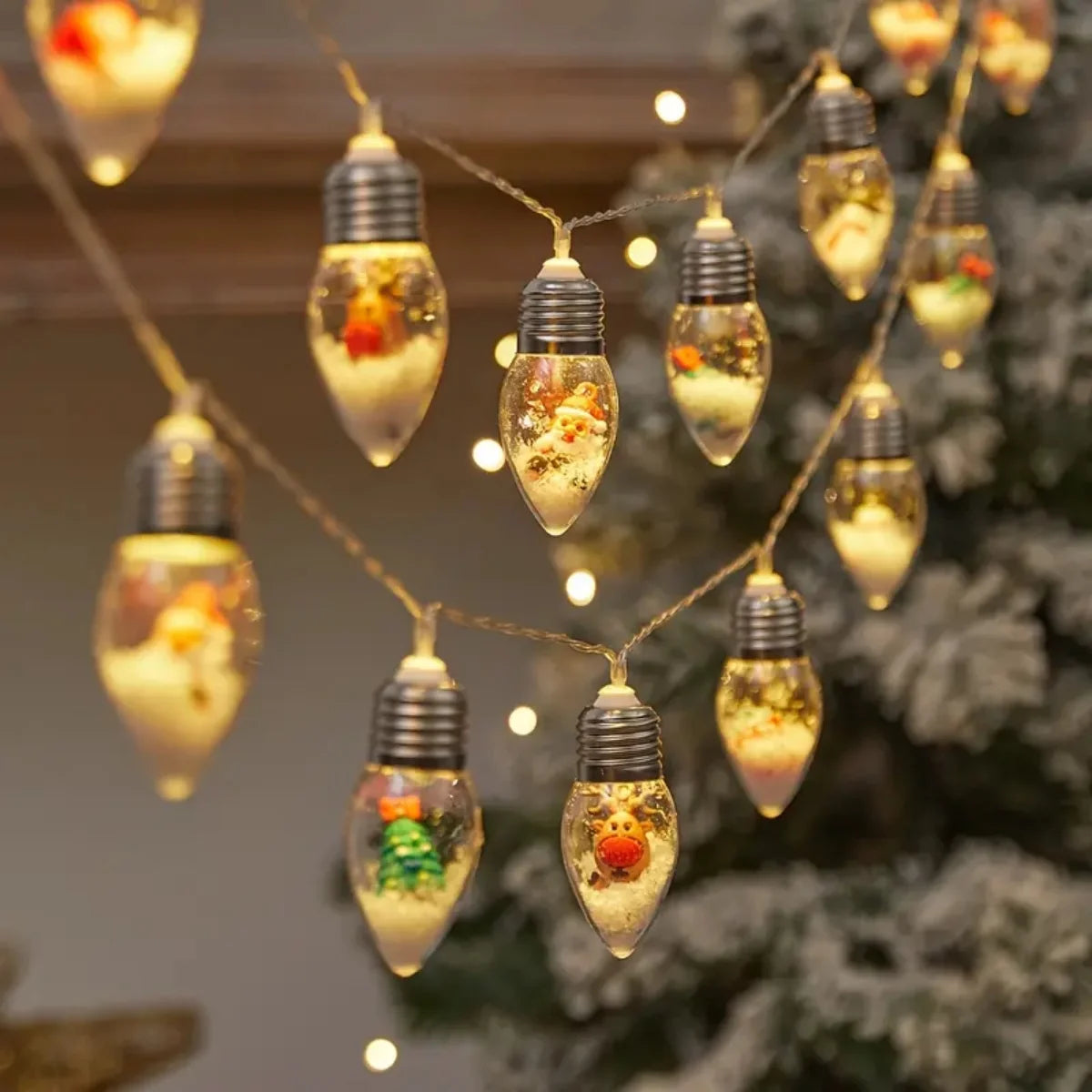 Christmas's LED Snowball Clear Bulb String Lights with Santa and