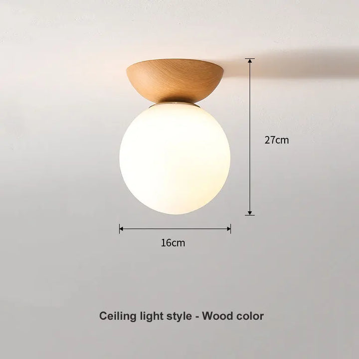Nordic Glass Ball Ceiling and Pendant Light with Wood Finish