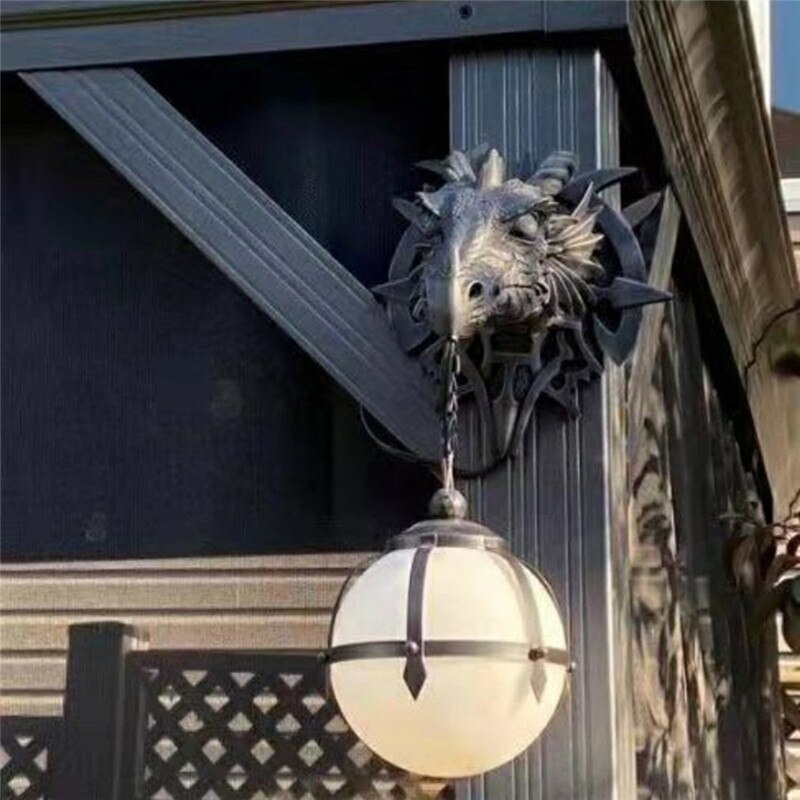 LED Lantern with Dragon Head Resin Design for Unique Halloween Decor-Orizon Depot