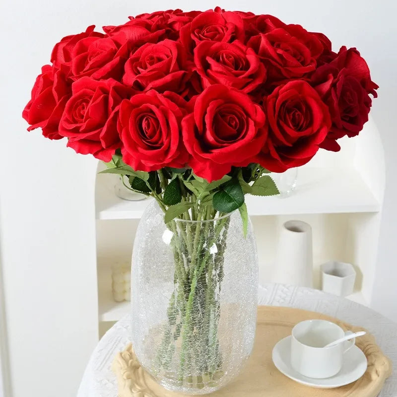 Realistic Velvet Silk Rose Bouquet - 20 Pieces-Orizon Depot
