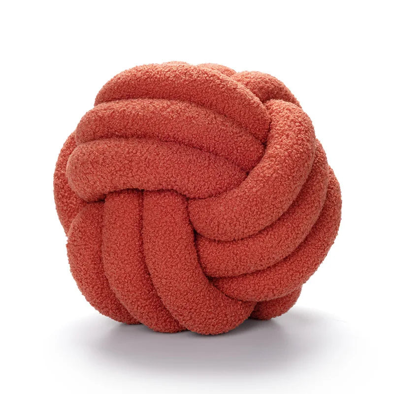 Cozy Hand-Knotted Sheepskin Throw Pillow with Ball Design-Orizon Depot
