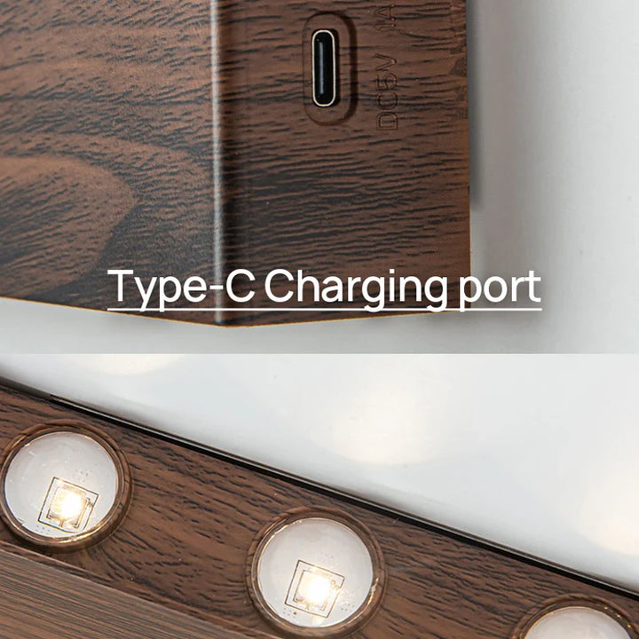 Rechargeable Wall Lamp | Minimalist Wood-Grain Style