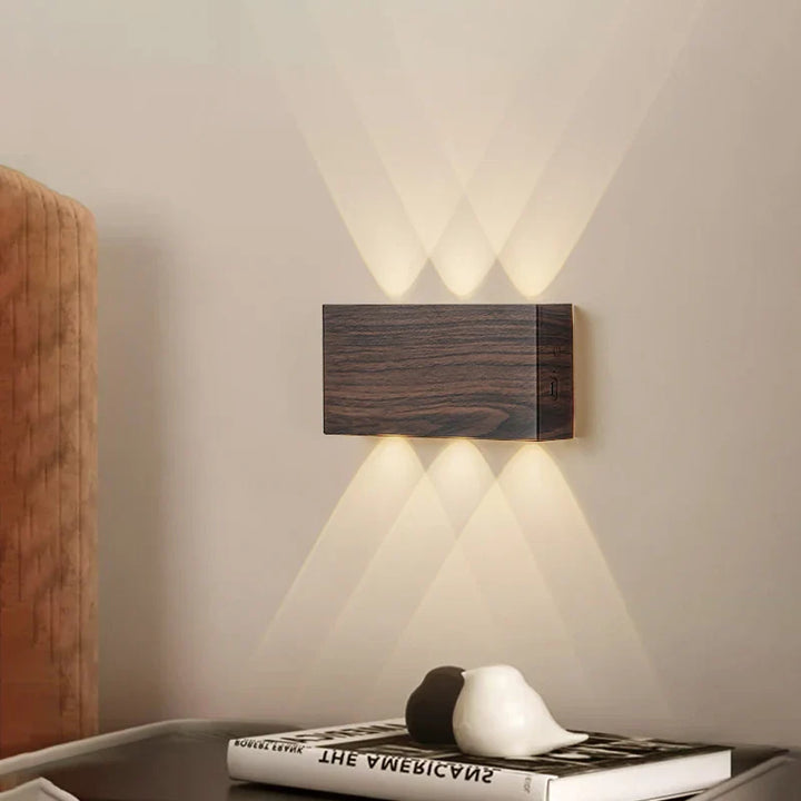 Rechargeable Wall Lamp | Minimalist Wood-Grain Style