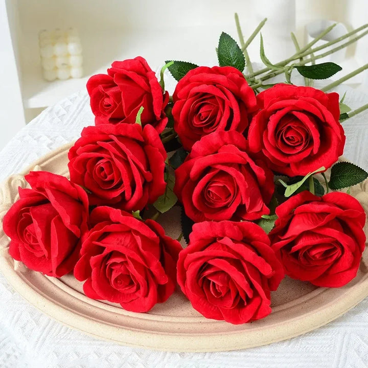 Realistic Velvet Silk Rose Bouquet - 20 Pieces-Orizon Depot