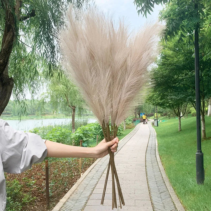5 Pieces 100 cm Artificial Pampas Grass Dried Flower Bouquet for Home Decor-Orizon Depot