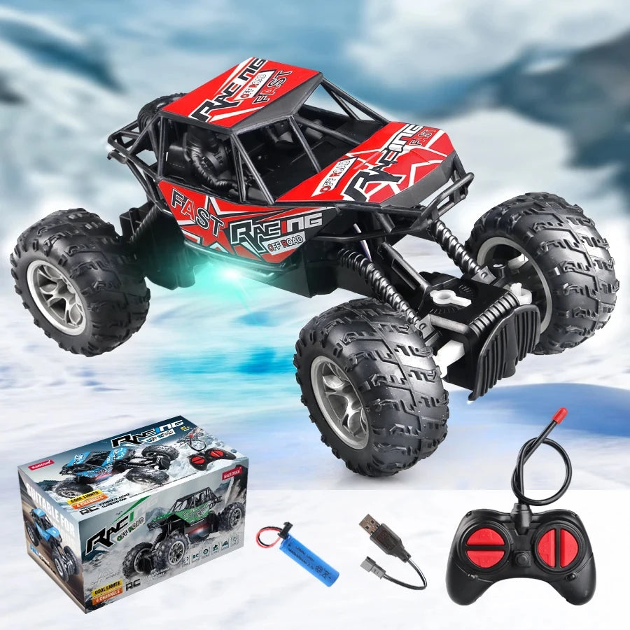 4-Way Remote Control Off-Road Car with Lights and Anti-Slip Tires