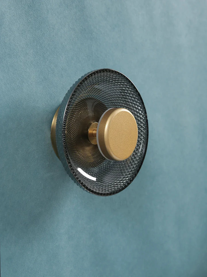 Modern Colored Glass Wall Lamp | Textured LED Disc Fixture