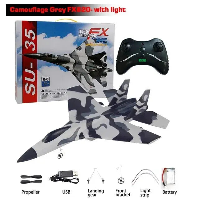 Remote Control Glider Plane with LED Lights - Foam Toy for Kids