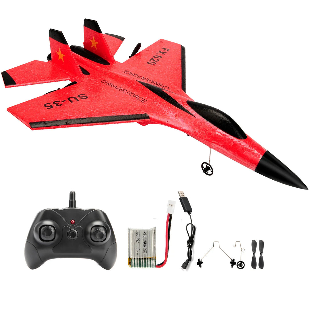 Remote Control Glider Plane with LED Lights - Foam Toy for Kids