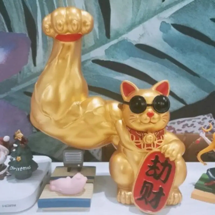 Large Gold Waving Cat Sculpture - Home Decor & Gift Idea-Orizon Depot