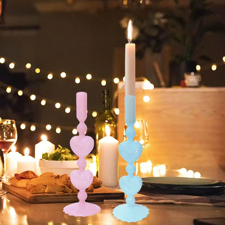 Retro Heart-Shaped Glass Candle Holder for Weddings & Home Decor-Orizon Depot
