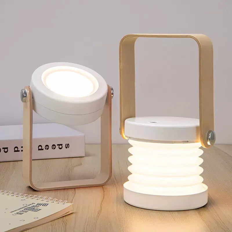 Portable Wooden Handle Lantern | Rechargeable Folding Table Lamp