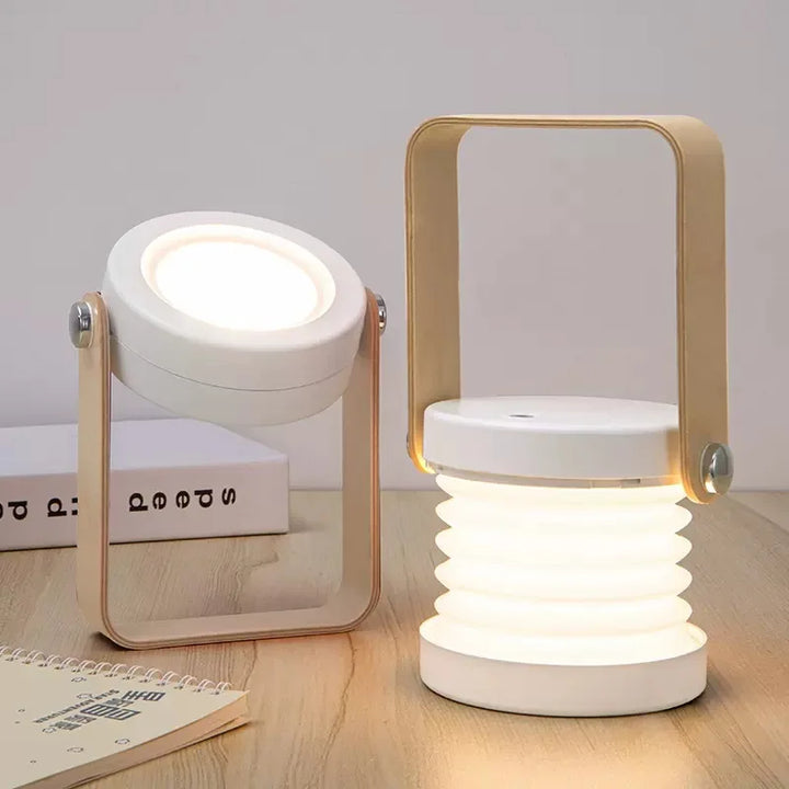 Portable Wooden Handle Lantern | Rechargeable Folding Table Lamp
