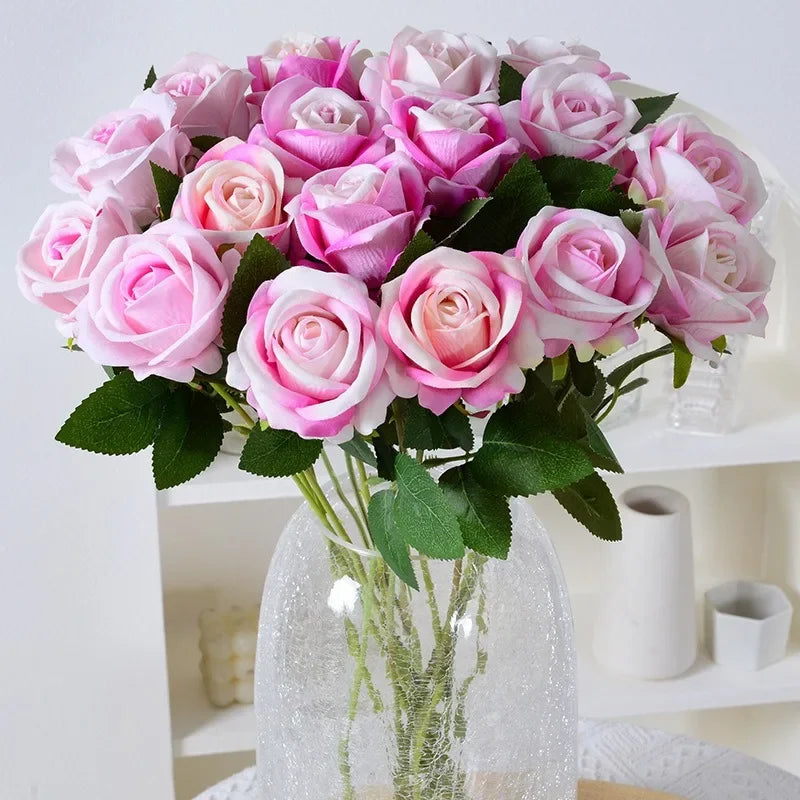 Realistic Velvet Silk Rose Bouquet - 20 Pieces-Orizon Depot