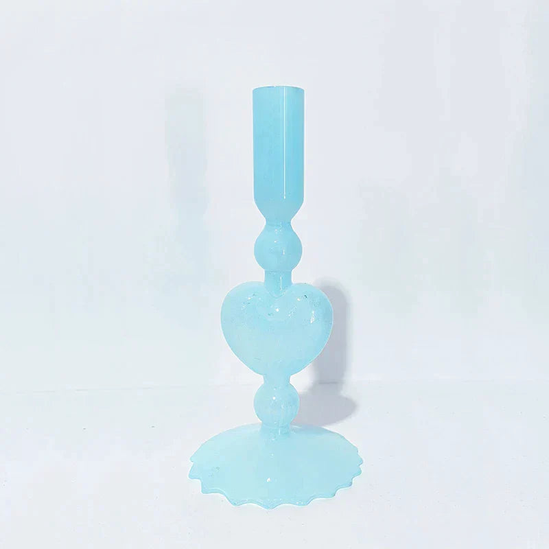 Retro Heart-Shaped Glass Candle Holder for Weddings & Home Decor-Orizon Depot
