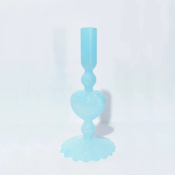 Retro Heart-Shaped Glass Candle Holder for Weddings & Home Decor-Orizon Depot