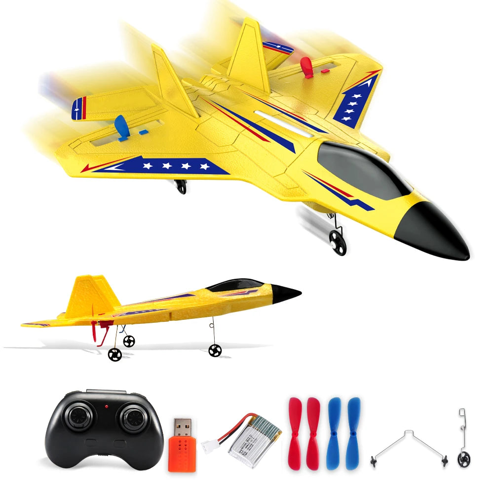 Remote Control Glider Plane with LED Lights - Foam Toy for Kids