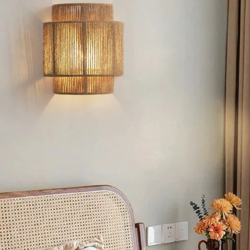 Handwoven Rattan Wall Lamp for Stylish Home Decor