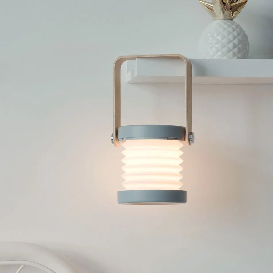 Portable Wooden Handle Lantern | Rechargeable Folding Table Lamp
