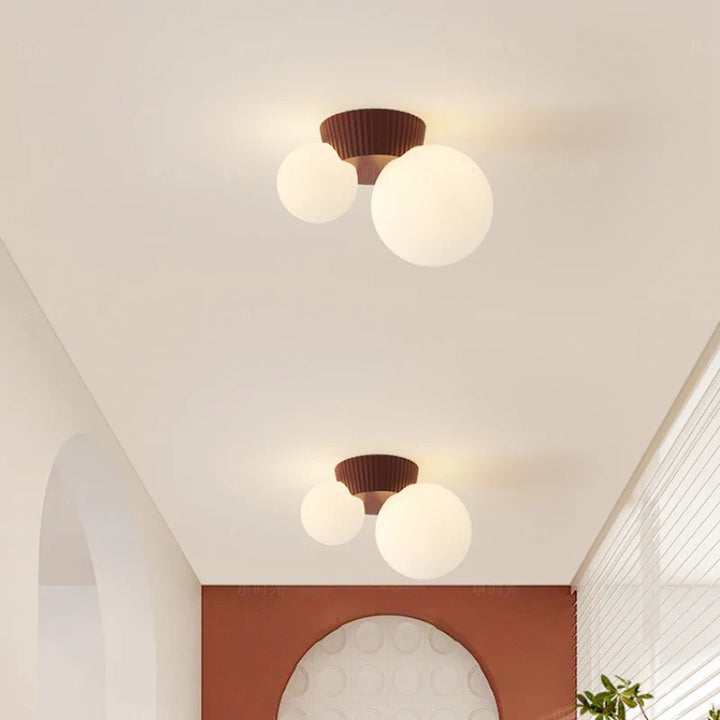 Modern French Double Globe Ceiling Light Fixture