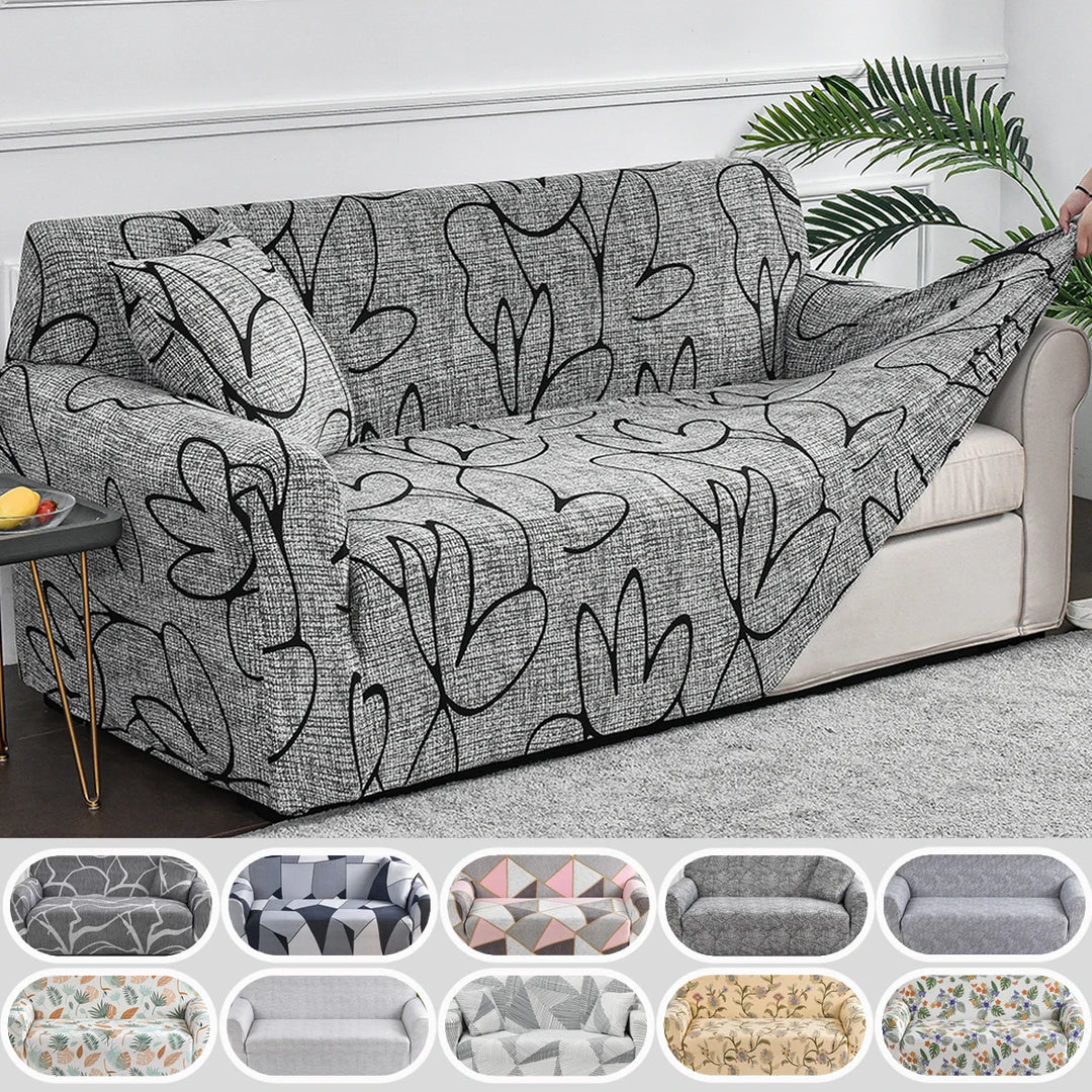 Elastic Flower Printed Sofa Cover - Spandex Furniture Protector for Home
