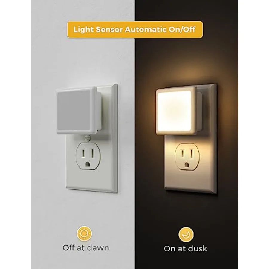 Night Lights Plug into Wall 2-Pack, Soft White Auto-On/Off