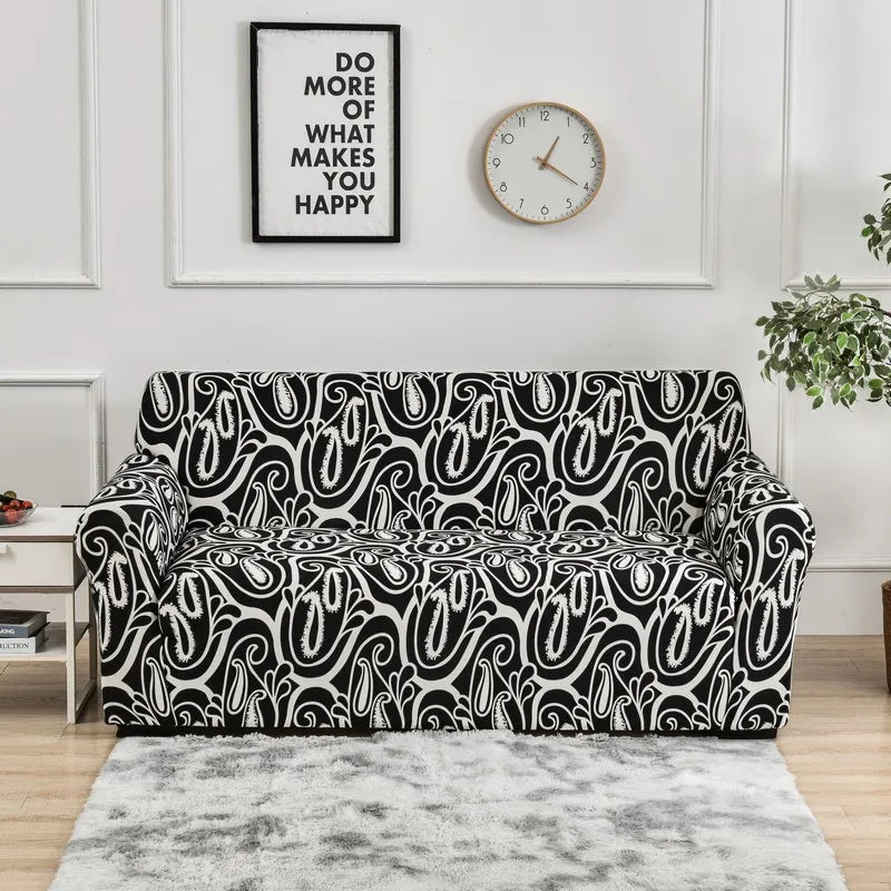 Elastic Flower Printed Sofa Cover - Spandex Furniture Protector for Home