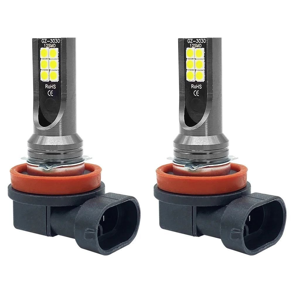2Pcs H8 H11 LED Bulbs Super Bright Car Fog Lights 12V 24V 6000K