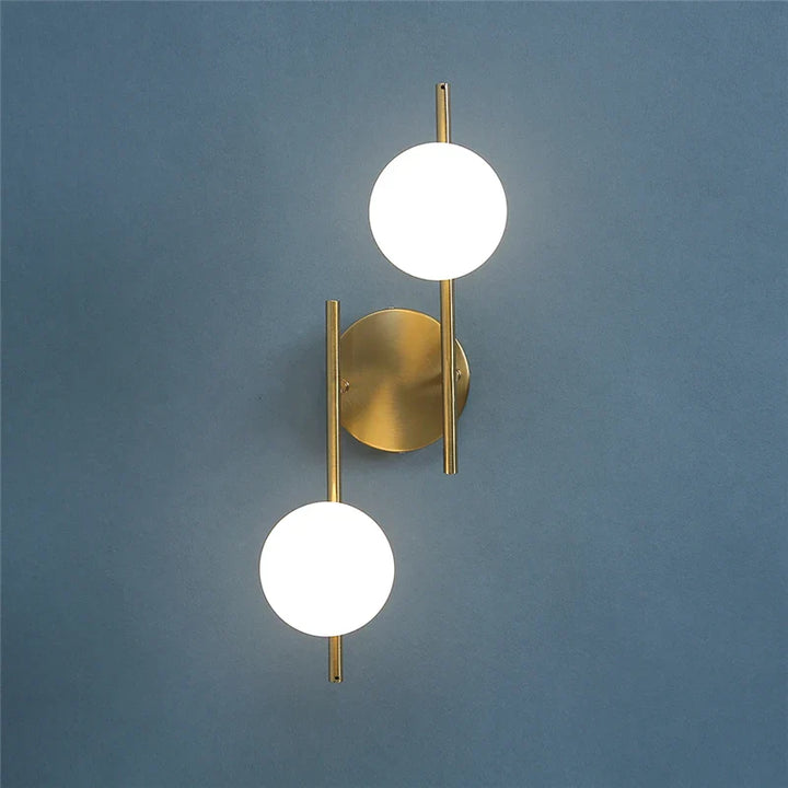 Modern Dual Globe Wall Light in Gold Finish