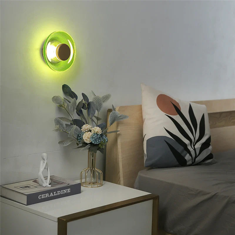 Modern Colored Glass Wall Lamp | Textured LED Disc Fixture