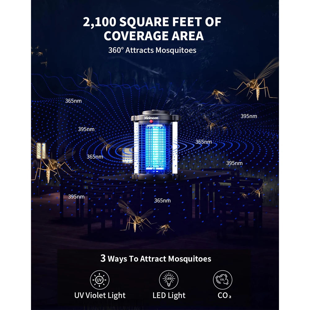 Outdoor Mosquito Zapper with Dual LED Light and 4200V Electric Trap