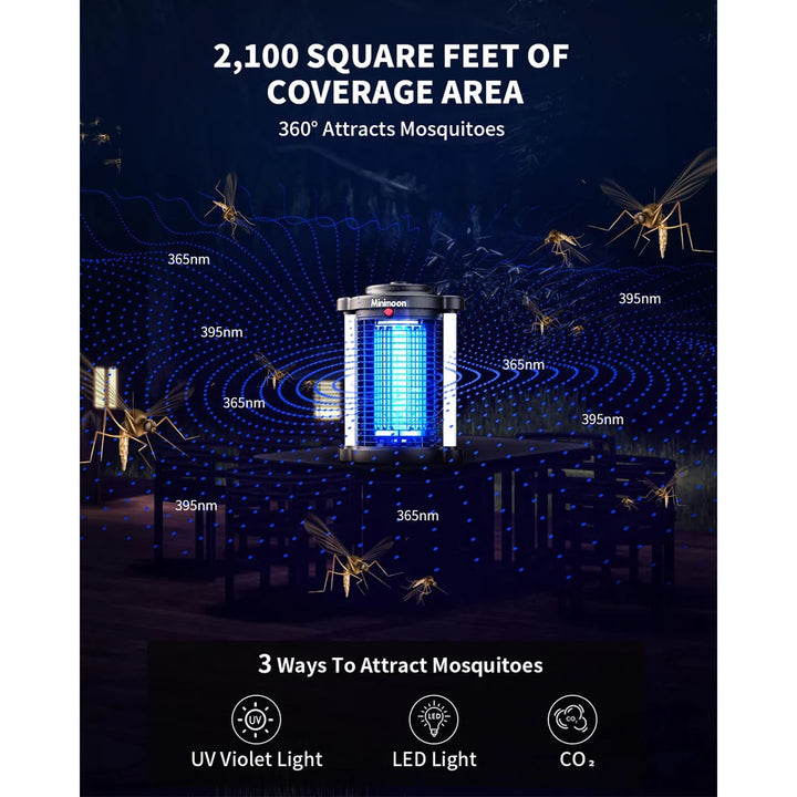 Outdoor Mosquito Zapper with Dual LED Light and 4200V Electric Trap