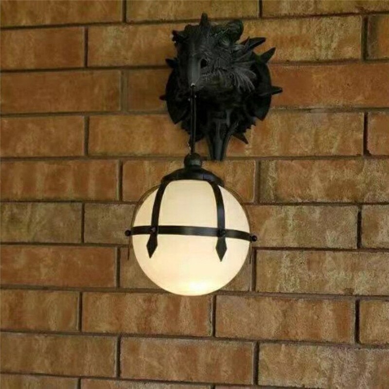 LED Lantern with Dragon Head Resin Design for Unique Halloween Decor-Orizon Depot