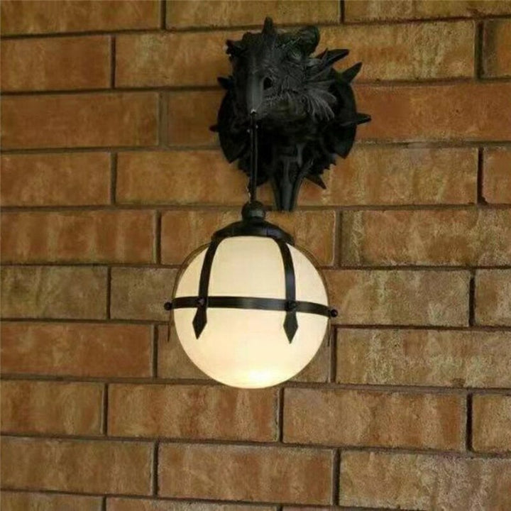 LED Lantern with Dragon Head Resin Design for Unique Halloween Decor-Orizon Depot
