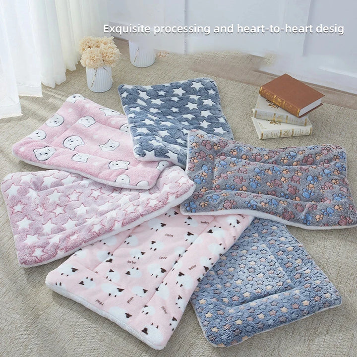 Cozy Flannel Pet Sleeping Mat for Dogs and Cats - Winter Bed Cushion