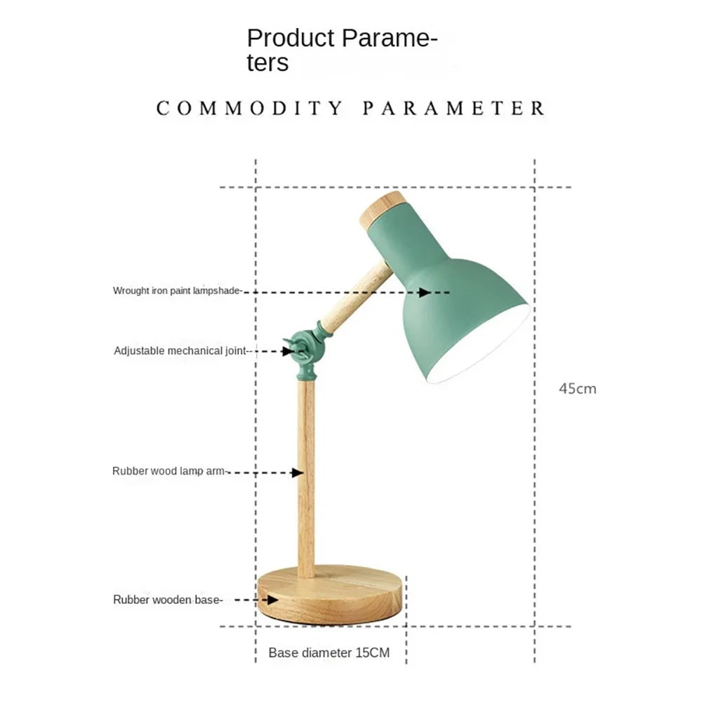 Adjustable Modern Wooden Desk Lamp | Stylish Table Light