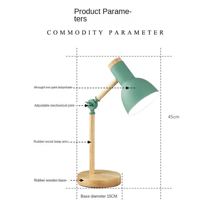 Adjustable Modern Wooden Desk Lamp | Stylish Table Light