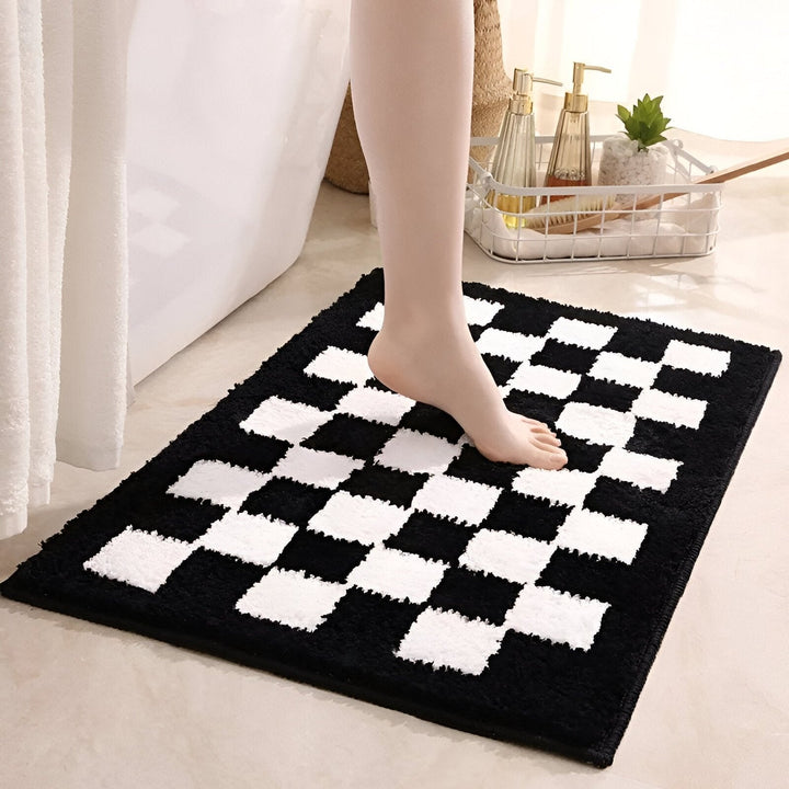 Plush Checkered Bath Mat for Ultimate Comfort and Style-Orizon Depot