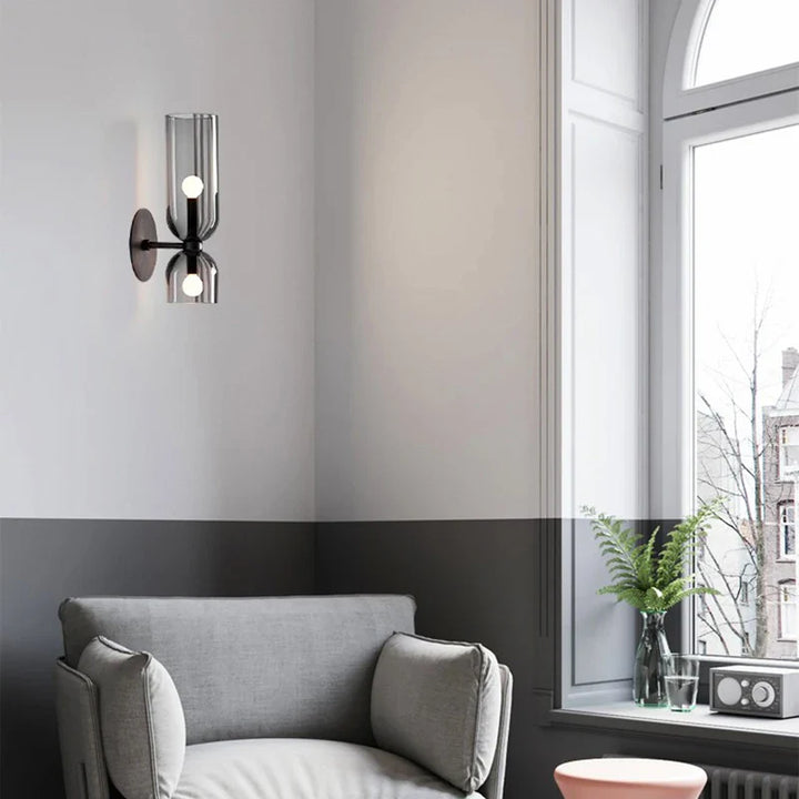 Smoked Tube Design Nordic Glass Wall Light Fixture