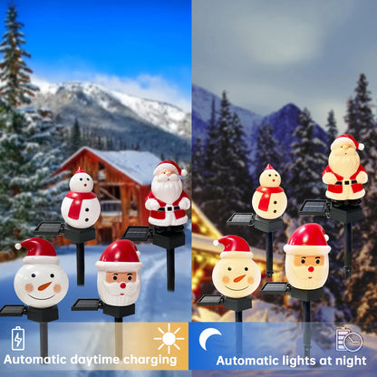 Christmas's Outdoor Solar Santa Claus & Snowman Lawn Light Decor