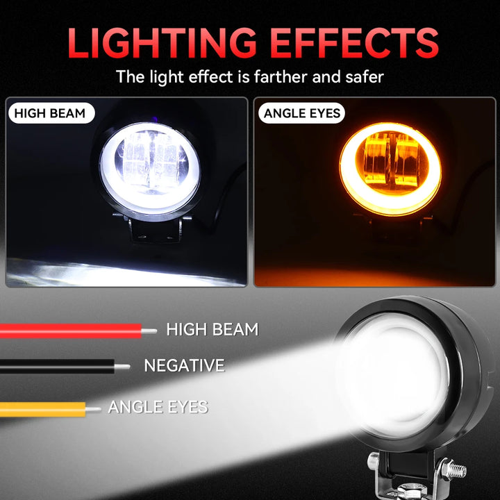 20W 3-Inch Motorcycle LED Angel Eye Work Fog Light Bar for Offroad Use