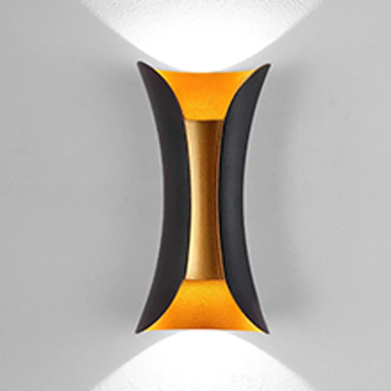 Sleek Black and Gold Waterproof LED Wall Light Fixture